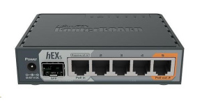 MikroTik RouterBOARD hEX S, 880MHz dual-core CPU, 256MB RAM, 5x LAN, 1x SFP, PoE in/out,USB,microSD slot, vč. L4 licence