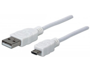 MANHATTAN Kabel propojovací USB 2.0  A Male / Micro-B Male, 1m, bílý