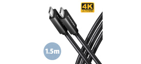 AXAGON BUCM32-CM15AB, SPEED+ kabel USB-C <-> USB-C, 1.5m, USB 20Gbps, PD 100W 5A, 4K HD, ALU, oplet, černý