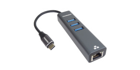 PREMIUMCORD Adaptér USB-C na Gigabit 10/100/1000Mbps + 3x USB3.0 konektor