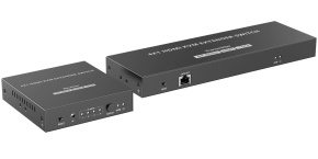 PREMIUMCORD HDMI switch, 4K@60Hz HDMI2.0 KVM 4:1 s ovládáním až na 70m přes Cat6/7