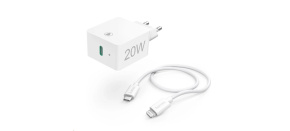 Hama set rychlá USB nabíječka USB-C PD 20 W + kabel USB-C Lightning 1 m, bílá