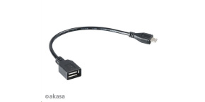 AKASA kabel redukce USB OTG Micro USB male na USB Type-A female, 15cm