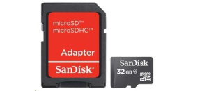 SanDisk MicroSDHC karta 32GB (Class 4) + adaptér