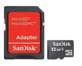 SanDisk MicroSDHC karta 32GB (Class 4) + adaptér