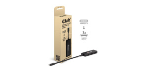 Club3D hub MST USB-C na 3xHDMI, Single: 8K30Hz, Triple: 4K60Hz