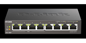 D-Link DGS-1008P 8-port Gigabit Desktop Switch, 4 porty jsou PoE+, PoE budget 68W