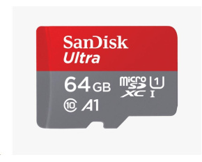 SanDisk MicroSDXC karta 64GB Ultra (140 MB/s, A1 Class 10 UHS-I) + adaptér