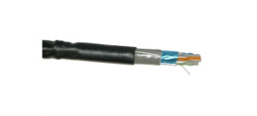 FTP kabel PlanetElite, Cat6, drát, dvojitý venkovní PE+PVC, Dca, černý, 500m, cívka
