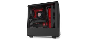 NZXT skříň H510i / ATX / průhledná bočnice / USB 3.0 / USB-C 3.1 / RGB LED / Smart case s intel. funkcemi / černočervená