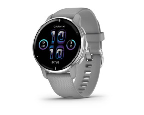 BAZAR - Garmin Venu 2 Plus, nerezová luneta Silver, pouzdro Gray, silikonový řemínek, EU - Po opravě (Bez příšlušenství)