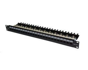 19" Patch panel LEXI-Net EXCLUSIVE 24port, UTP, 50µm, Cat6, duální svorkovnice, černý