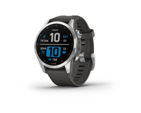 Garmin fenix 7s Glass, Silver/ Graphite Silicone Band, EU