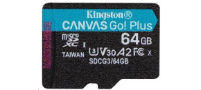 Kingston MicroSDXC karta 64GB Canvas Go! Plus, R:170/W:70MB/s, Class 10, UHS-I, U3, V30, A2