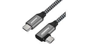 PREMIUMCORD Zahnutý kabel USB-C (USB 3.2 Gen 2, 3A, 60W, 20Gbit/s), hliníkové krytky konektorů, 2m