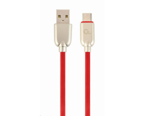 GEMBIRD Kabel USB-A na USB-C kabel (AM/CM), 2m, pogumovaný, červený, blister