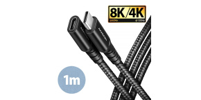 AXAGON BUCM32-CF10AB prodlužovací kabel USB-C (M) <-> USB-C (F), 1m, USB 20Gbps, PD 240W 5A, 8K HD, ALU, oplet, černý