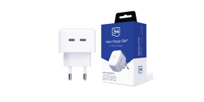 3mk síťová nabíječka - Hyper Charger 35W, GaN, 2x USB-C (PD), bílá