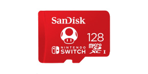 SanDisk MicroSDXC karta 128GB for Nintendo Switch (R:100/W:90 MB/s, UHS-I, V30,U3, C10, A1) licensed Product,Super Mario