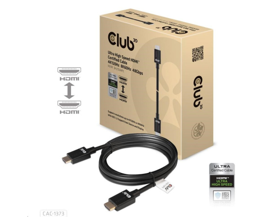 Club3D Kabel Ultra Rychlý HDMI™ Certifikovaný, 4K 120Hz, 8K60Hz, 48Gbps M/M, 3m, 28 AWG