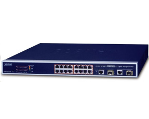 Planet FGSW-1816HPS PoE switch 16x 100-TX, 2x 1000-T/SFP, PoE 802.3at