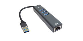 PREMIUMCORD Adaptér USB3.0 - LAN RJ45 ETHERNET 10/100/1000 MBIT + 3x USB3.0 port