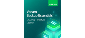 Veeam Backup Essentials Universal Perpetual License. Inc. Ent. Plus Ed. features. 1Y of Prod. (24/7) Supp. is inc. CON
