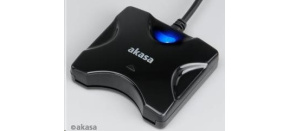 AKASA čtečka karet AK-CR-03BKV2 externí, USB 2.0, podpora čipových karet electronic ID a SMART, černá