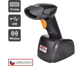 Virtuos CCD čtečka Virtuos HW-311A, bezdrátová, USB základna, černá