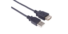 PremiumCord kabel prodlužovací USB 2.0, A-A, 1m, černá