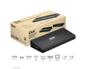 Club3D Dokovací stanice USB 3.2 typ C (5xUSB/USB-C/3xHDMI/2xDP/Ethernet/Audio) s Universal Triple 4K napájecím adaptérem