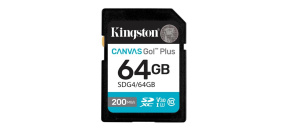 Kingston SDXC karta 64GB Canvas Go! Plus, R:200/W:160MB/s, Class 10, UHS-I, U3, V30