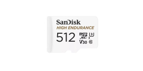 SanDisk MicroSDXC karta 512GB High Endurance (R:100/W:40 MB/s, C10, U3, V30) + adaptér