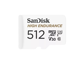 SanDisk MicroSDXC karta 512GB High Endurance (R:100/W:40 MB/s, C10, U3, V30) + adaptér