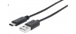 MANHATTAN Kabel USB 2.0 C, C Male / A Male, 1m, černý