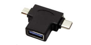 Adaptér USB3.0 female na dva konektory USB 3.1 C/male + micro USB B/male