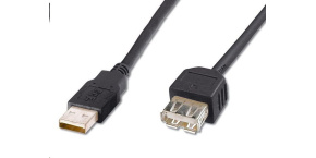 PremiumCord USB 2.0 kabel prodlužovací, A-A, 5m černá