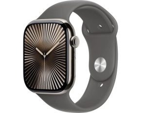 Apple Watch Series 10 GPS + Cellular 46mm Natural Titanium Case with Stone Grey Sport Band - M/L