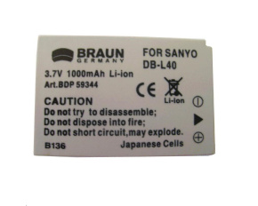 Braun akumulátor SANYO DB-L40, 1200mAh