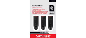 SanDisk Flash Disk 64GB Ultra, USB 3.0, Černá, 3 Pack