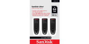 SanDisk Flash Disk 64GB Ultra, USB 3.0, Černá, 3 Pack