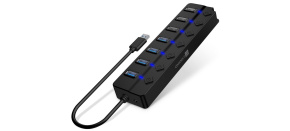 CONNECT IT USB Hub Mighty Switch 2, 4xUSB 3.0, 3xUSB 2.0, externí, černá