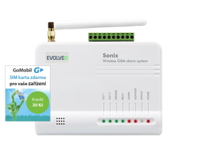 EVOLVEO Sonix - bezdrátový GSM alarm (4 ks dálk. ovl.,PIR čidlo pohybu,čidlo na dveře/okno,externí repro,Android/iPhone