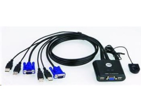 ATEN 2-port KVM USB mini, 1m kabely, DO