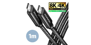 AXAGON BUCM4X-CM10AB NewGEN+ kabel USB-C <-> USB-C, 1m, USB4 Gen 3×2, PD 240W 5A, 8K HD, ALU, oplet, černý