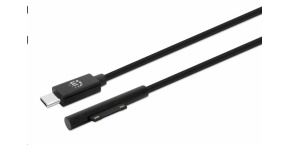 Manhattan nabíjecí kabel, Surface Connect to USB-C Charging Cable (M/M), 15 V / 3 A, 1.8m, černá