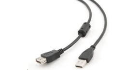 GEMBIRD Kabel USB 2.0 A-A prodlužovací 4,5m (černý, HQ s ferritovým jádrem)