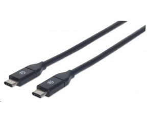 MANHATTAN USB 3.1 Gen2 Cable, Type-C Male / Type-C Male, 50 cm 3A, Black