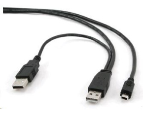 GEMBIRD Kabel USB 2.0 A-Mini B (5pin) propojovací 0,9m DUÁLNÍ (extra napájení)