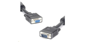 PREMIUMCORD Kabel VGA prodlužovací 3m (HD15M/F, dvojité stínění, feritová jádra), černý